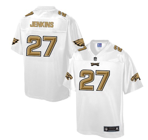 Men's Game Malcolm Jenkins Nike Jersey White - #27 Pro Line Fashion NFL Philadelphia Eagles